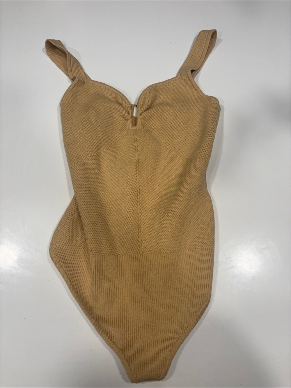 Abercrombie & Fitch Camel Ribbed One-Piece Bodysuit